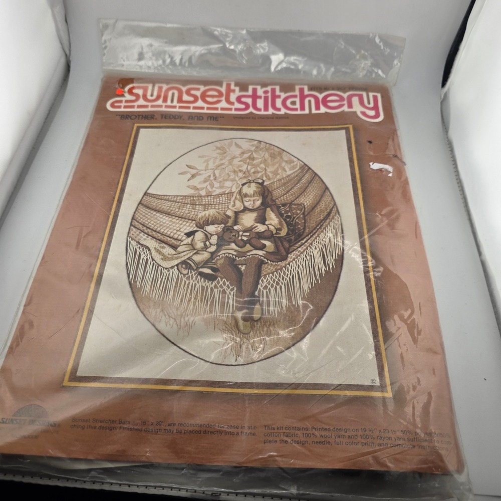 Sunset Stitchery Brother‎ Teddy and Me Needlepoint Kit Charlene Davis